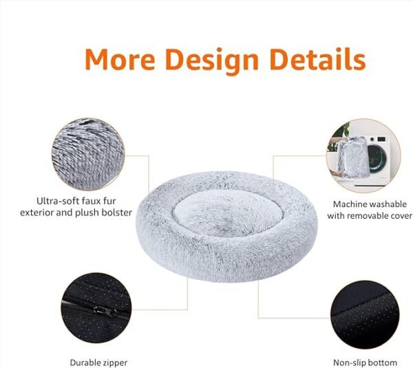 71DYU4RIOfL._AC_SX679_ Donut Dog Bed, Fluffy Plush Round Cat Bed