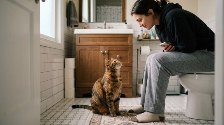 why do cats follow you to the bathroom